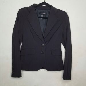 Y2K Striped Blazer Jacket NY&Co Black Red Fitted Wmn's Size 2 Office Siren